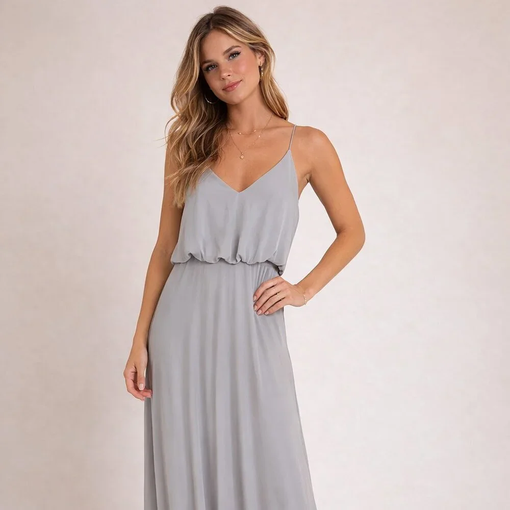 Alfred Sung Platinum Maxi Dress Sz 4 - Picture 1 of 8
